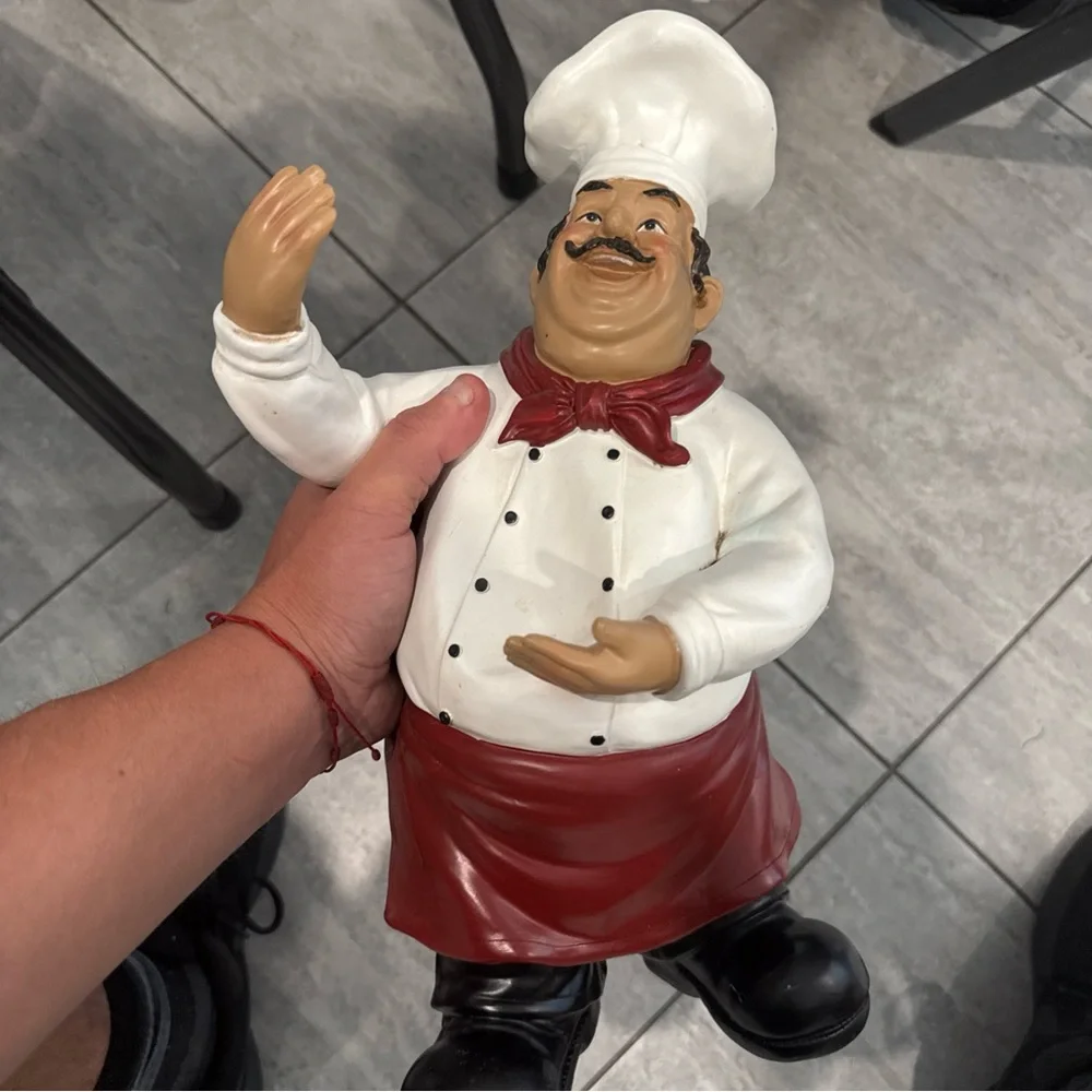 Italian Bistro Chef Figurine Statue Kitchen Restaurant Sign Holder Menu Board